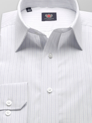 Biała taliowana koszula w prążki
