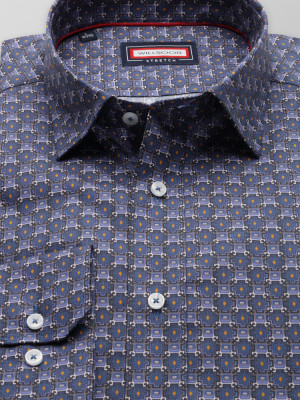 Granatowa taliowana koszula