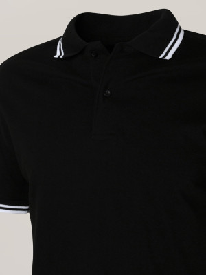 Czarna koszulka polo z białymi kontrastami