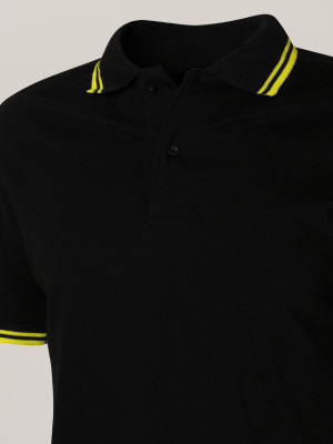 Czarna koszulka polo z żółtymi kontrastami