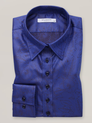 Niebieska bluzka w brązowe kwieciste wzory