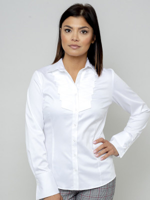 Biała bluzka z szerokim plisowaniem