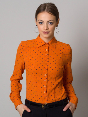Pomarańczowa bluzka w groszki 