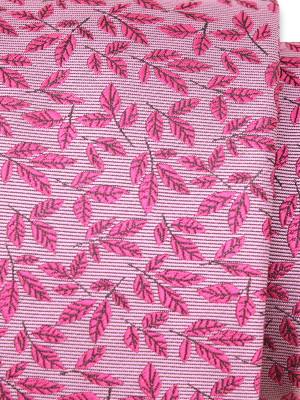 Różowy krawat w fuksjowe liście