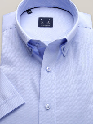 Błękitna klasyczna koszula w delikatny prążek