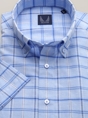 Błękitna klasyczna koszula w kratę