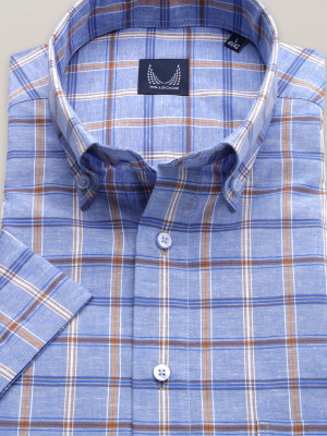 Niebieska klasyczna koszula w kratę