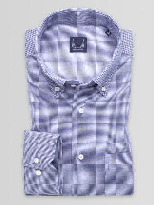 Granatowa klasyczna koszula w pepitkę