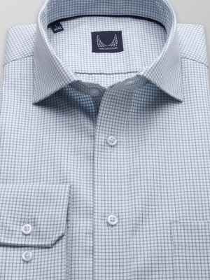 Jasnobłękitna klasyczna koszula w kratkę