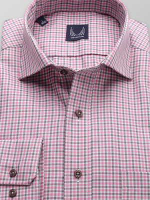 Taliowana koszula w szarą i różową kratkę