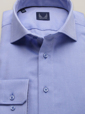 Niebieska taliowana koszula w prążek