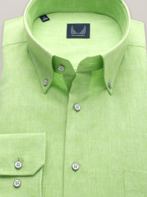 Zielona klasyczna koszula z dodatkiem lnu