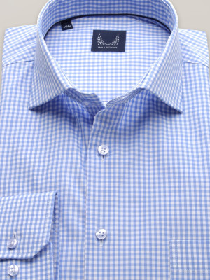 Błękitna klasyczna koszula w kratkę gingham