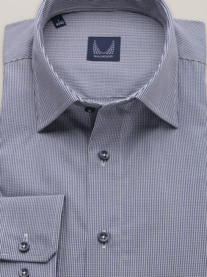 Granatowa klasyczna koszula w kratkę