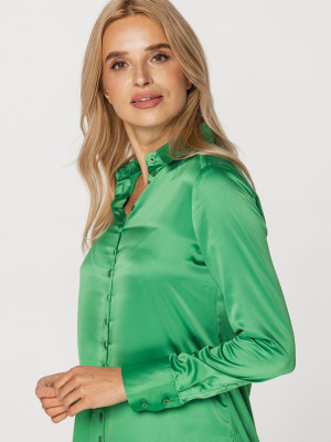 Zielona, satynowa bluzka damska