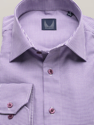 Klasyczna, fioletowa koszula w pepitkę