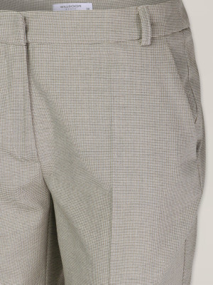 Spodnie garniturowe w beżowo-szarą pepitkę