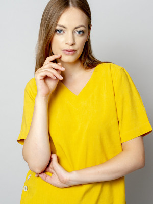 Żółta bluzka oversize z krótkim rękawem
