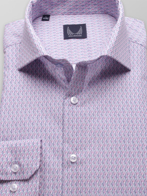 Różowo-niebieska koszula o mocno taliowanej sylwetce