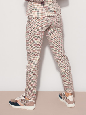 Spodnie garniturowe w kolorową kratkę