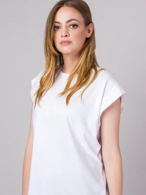 Gładki biały t-shirt damski