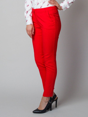 Czerwono-pomarańczowe klasyczne spodnie garniturowe