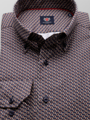 Granatowo-bordowa taliowana koszula