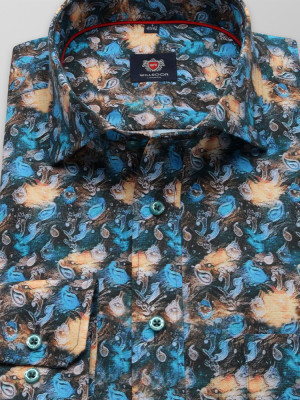 Kolorowa taliowana koszula w kwieciste wzory