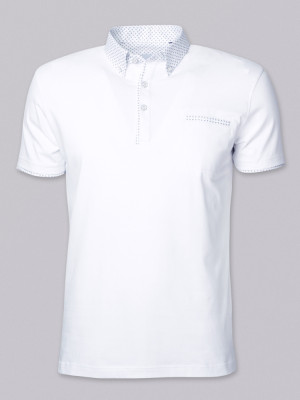Biała koszulka polo z kontrastami w kotwice