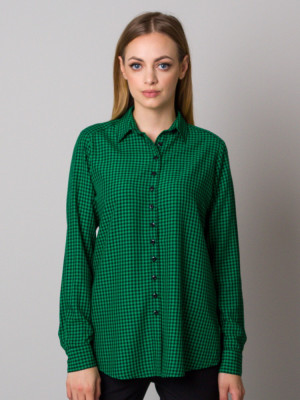 Bluzka w zielono-czarną kratkę vichy