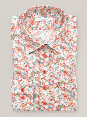 Klasyczna bluzka typu long size w kolorowe kwieciste wzory