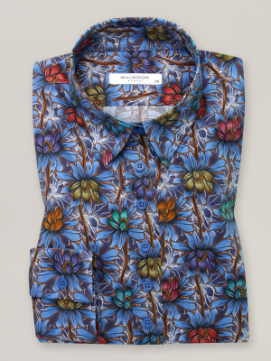 Niebieska bluzka w kolorowe kwiaty