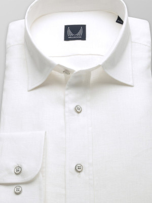 Biała taliowana koszula z lnu