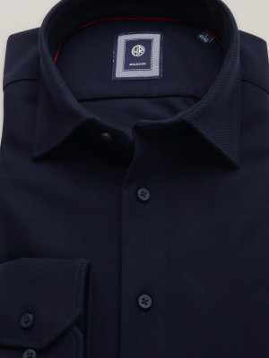 Granatowa taliowana koszula typu jersey