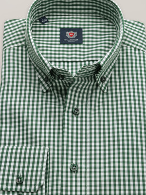 Zielona taliowana koszula w kratkę