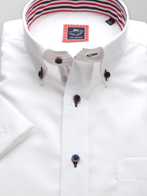 Biała klasyczna koszula z kontrastami w paski