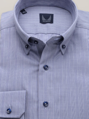Błękitna klasyczna koszula w kratę