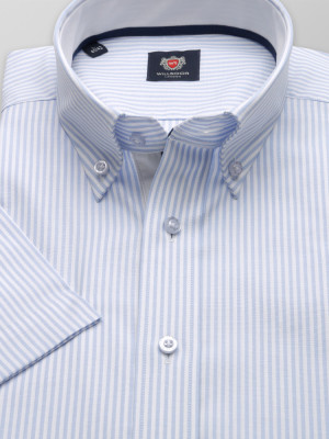 Taliowana koszula w białe i błękitne paski