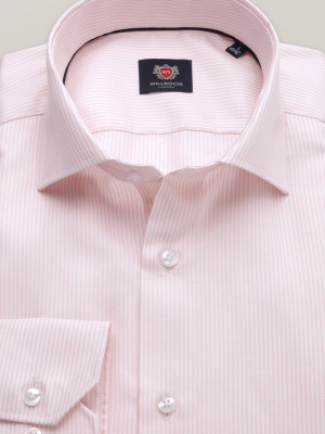Różowa taliowana koszula w prążki