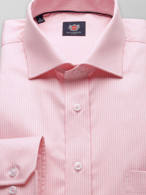 Różowa klasyczna koszula w kratkę