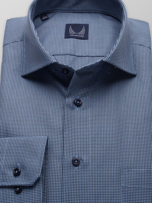 Taliowana koszula w niebiesko-czarną pepitkę