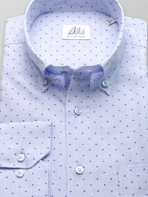 Błękitna klasyczna koszula z dodatkiem lnu