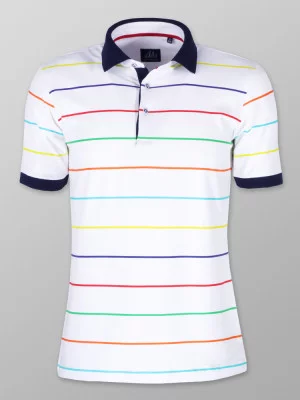 Biała koszulka polo w paski