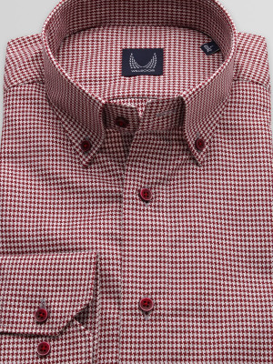 Taliowana koszula w czerwono-białą kurzą stopkę