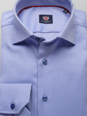 Niebieska taliowana koszula w prążki