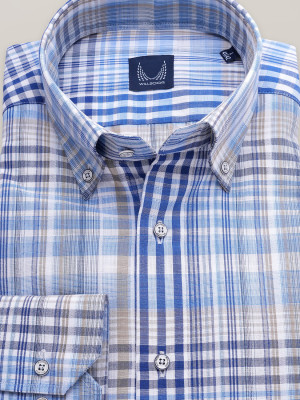 Taliowana koszula w niebieską kratkę