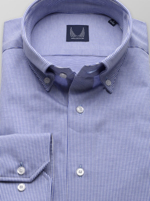 Taliowana koszula w białe i niebieskie prążki