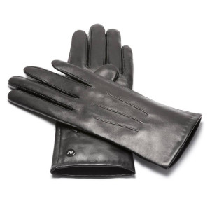 Czarne rękawiczki damskie ze skóry naturalnej