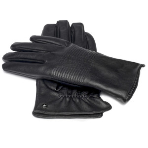 Czarne rękawiczki męskie z ekoskóry 