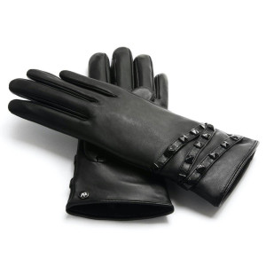 Czarne rękawiczki damskie ze skóry naturalnej